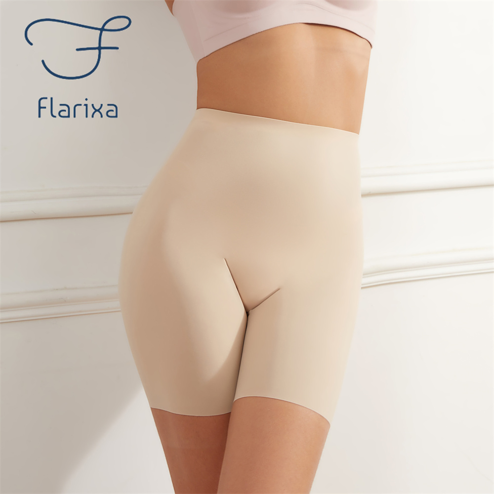 Boyshort Underwear - Flarixa กางเกงชั้นในไร้รอยต่อเอวสูงสำหรับผู้หญิงกางเกงบ็อกเซอร์ผ้าไอซ์ซิลค์เอวสูง