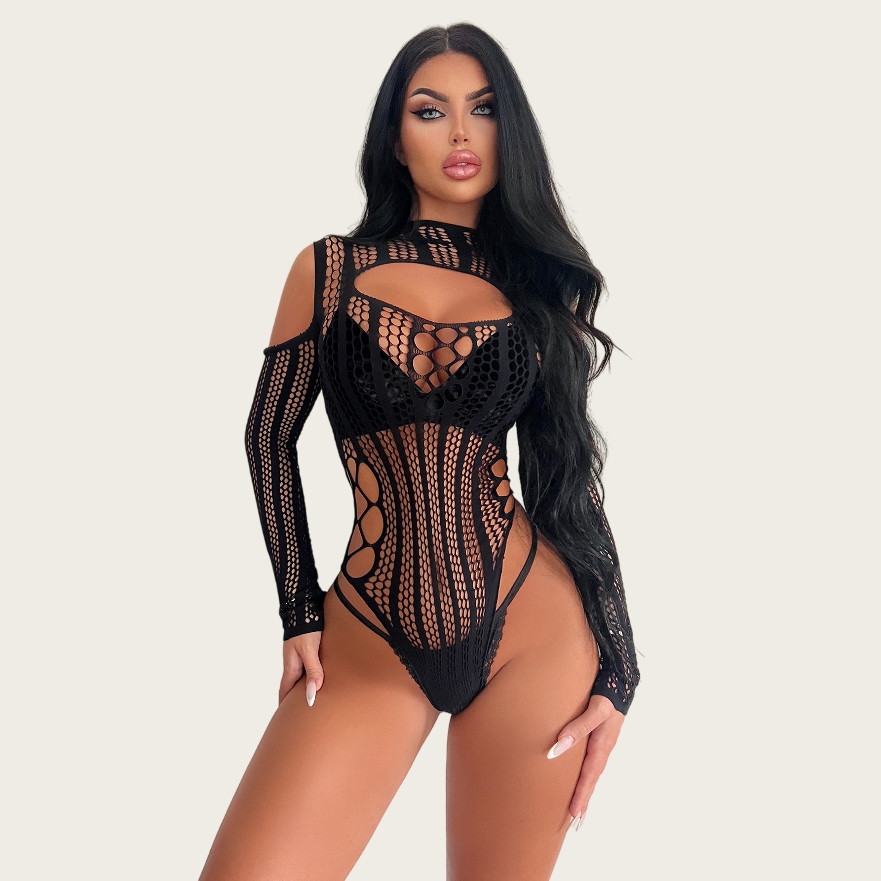 Bodystocking Fishnet - ชุดบอดี้สูทแบบเปิดหลังสำหรับผู้หญิง สวมใส่สบาย ชุดชั้นในเซ็กซี่ตาข่าย บอดี้สต็อกกิ้งตาข่ายสำหรับผู้หญิง ชุดชั้นในเปิดหลังแนวอีโรติก