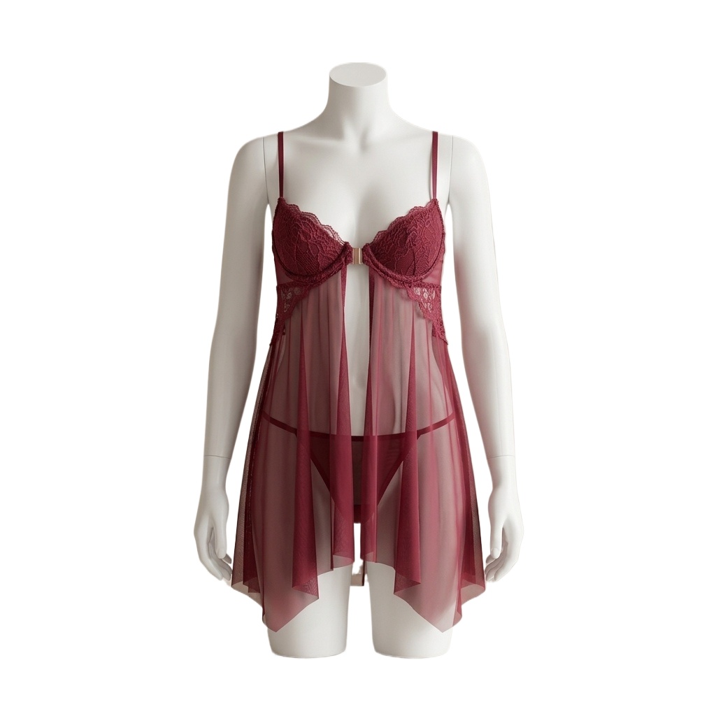 ชุดนอนซีทรูผ้าลูกไม้สำหรับผู้ห - Babydoll Chemise Night บทวิจารณ์และราคา