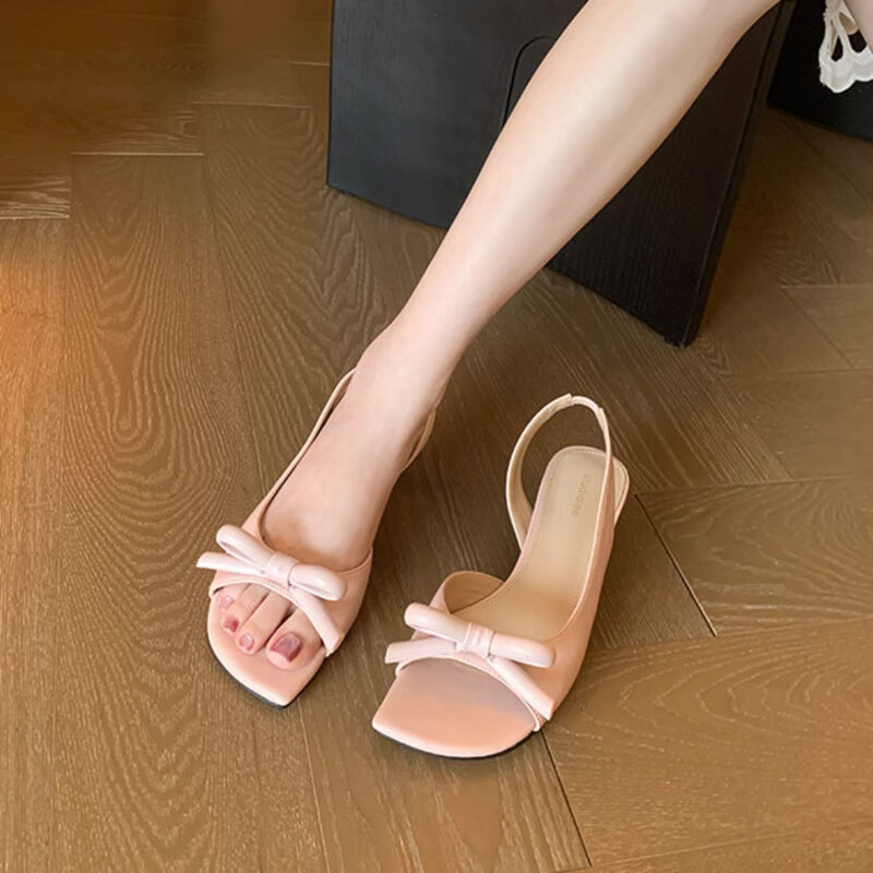 รองเท้าส้นเตี้ยแบบสวมประดับโบว - Slip Dress Satin บทวิจารณ์และราคา