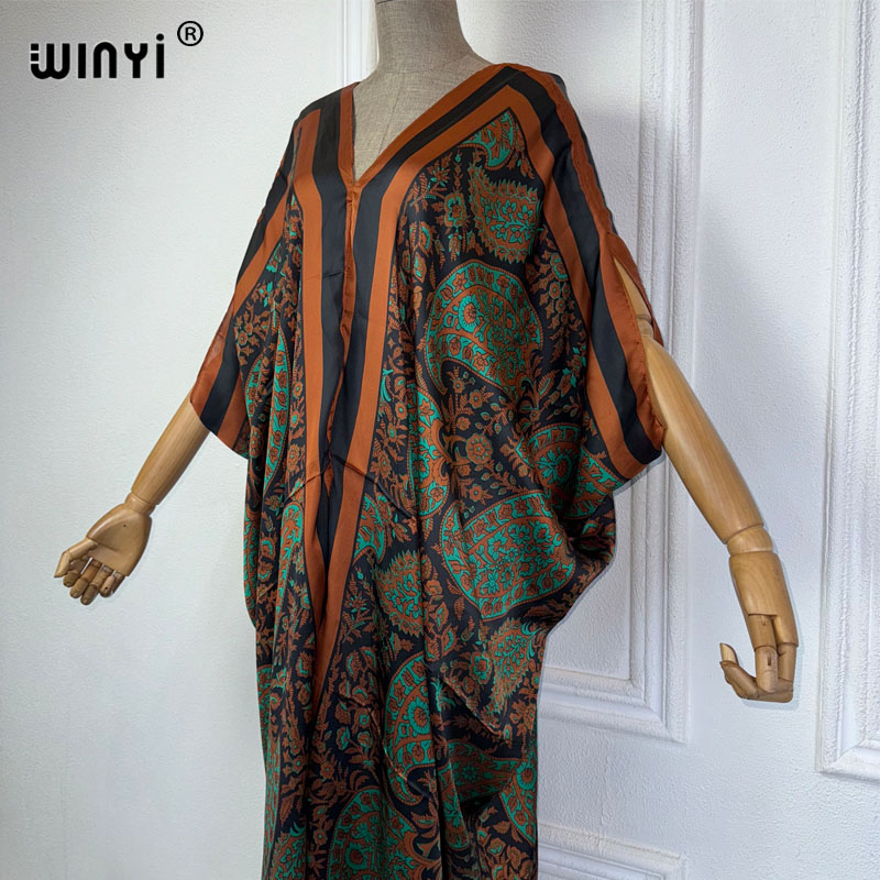 Winyi ชุดเดรสคอวีสไตล์แอฟริกัน - Robe Silk Women บทวิจารณ์และราคา