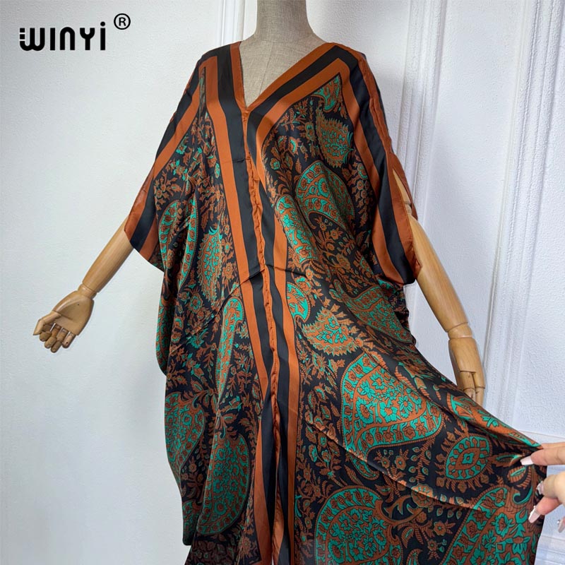 Winyi ชุดเดรสคอวีสไตล์แอฟริกัน - Robe Silk Women บทวิจารณ์และราคา